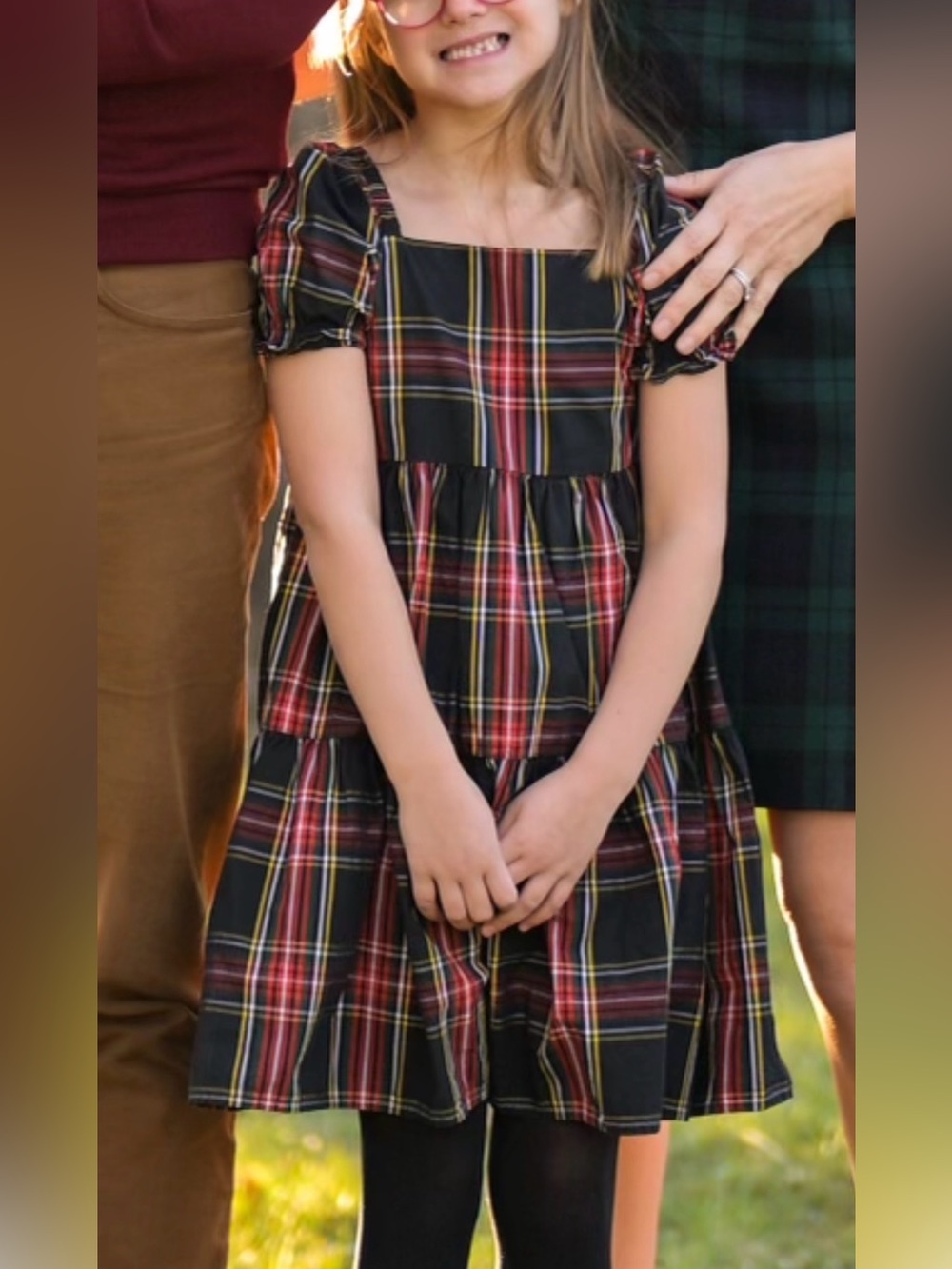 Crewcuts Plaid Puff-Sleeve Dress